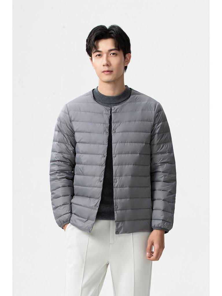 Men's Two-Opening Stand-Up Collar Lightweight Down Jacket - Warm White Duck Down for Autumn/Winter