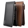 Baellerry Men's Long Wallet: European & American Style, Cross Pattern, Multi-Card Holder, Zipper Design.