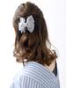 VINGTAINE Voluminous Satin Ribbon Hair Hair Hair Clip, Elegant, Daily, Office, Clip, Accessory, Gray, H-1004-GY-