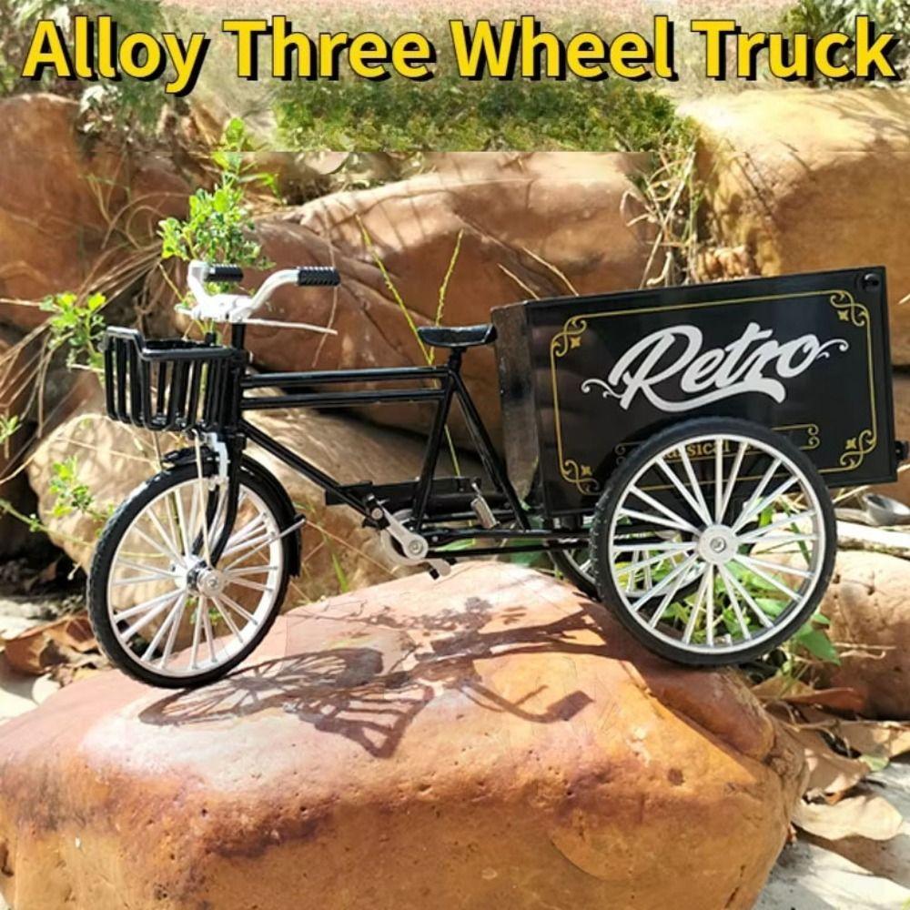 

Metal Diecast Simulation Tricycle Toy Three Wheeled Retro Tricycle Model Children Gift Style B