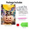 DIY 3D Pearl Painting Canvas Halloween Pumpkin Witches Pattern Relaxing Leisure Craft Kit for Adults Home Wall Art Decor Supplies