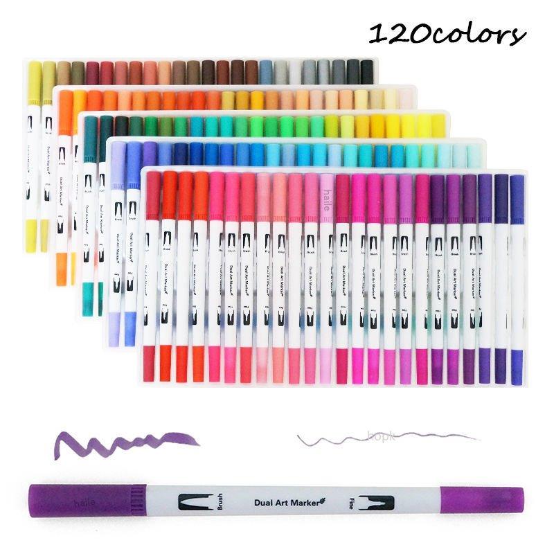 132/24 Colors Dual Tips Watercolor Brush Pen Set Art supplies, for Kids Adult Coloring Book Christmas Cards Drawing Markers