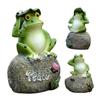 Small Resin Frog Statue Cartoon English Sign Frog Creative Garden Frog Ornament  Outdoor