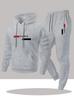 Herren Freizeit Sportanzug Mode PARIS Buchstaben Druck Kapuzenpullover Hose Zweiteiliges Set