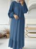 2025 Vintage Pattern Ruffle Hem Muslim Women's Long Robe Dress - Spring/Autumn Commuting Style