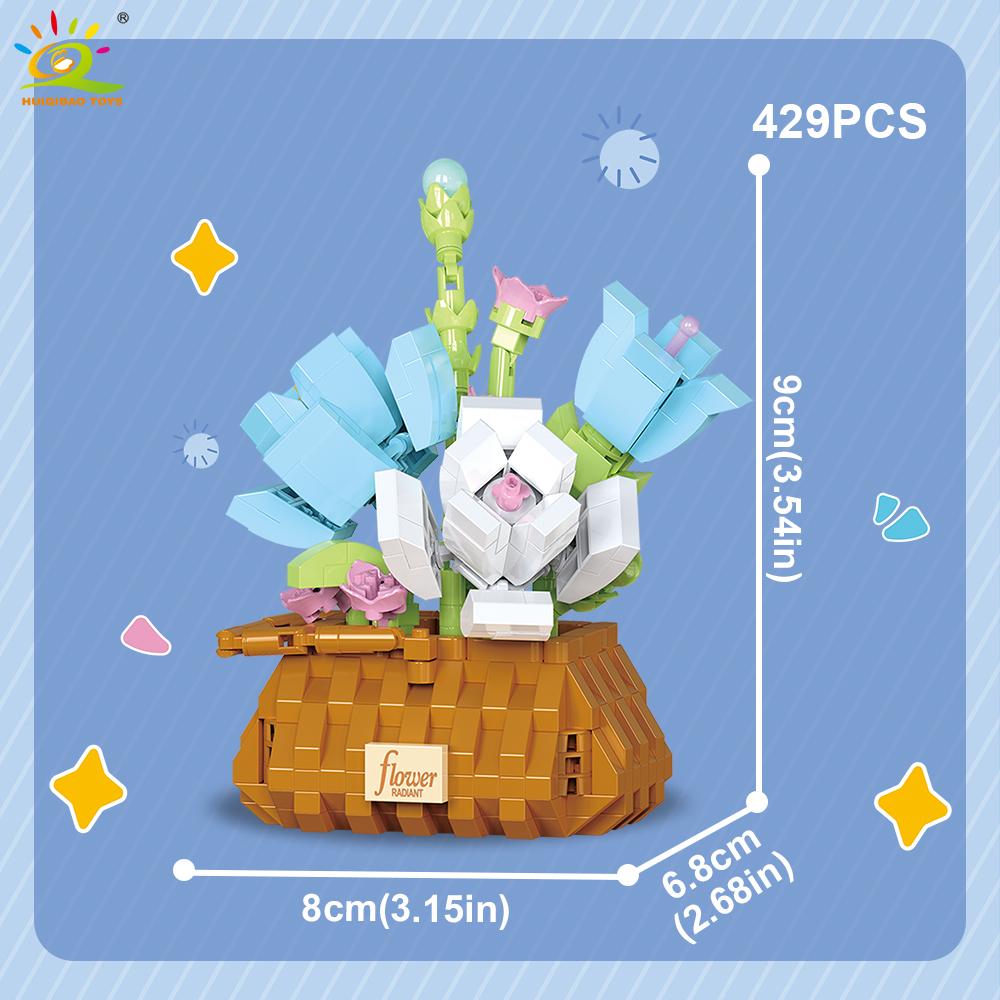 Flower Pot Micro Construction Block DO IT YOURSELF Rose Sunflower MOC Bouquet Mini Diamond Model Brick Toy Ideal for Kids Desk Decoration
