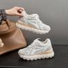 Fashion Women's Sporty Thick Sole Shoes Autumn New Style Round Toe Color Block Casual Fashion Dad Sneakers Red Color
