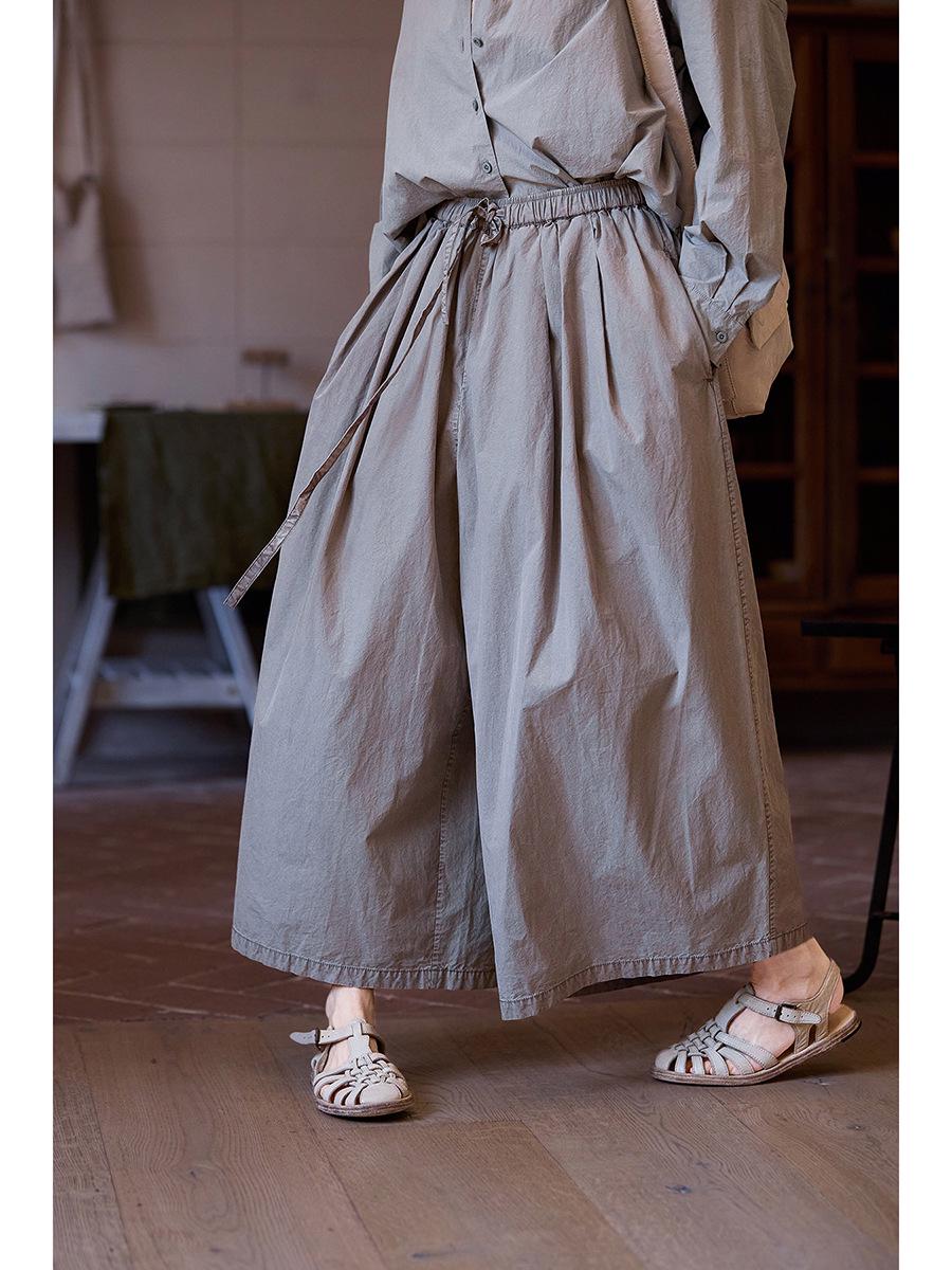 Artistic Retro Light Grey Pure Cotton Plus Size Loose Carrot Pants Medium светло-серый