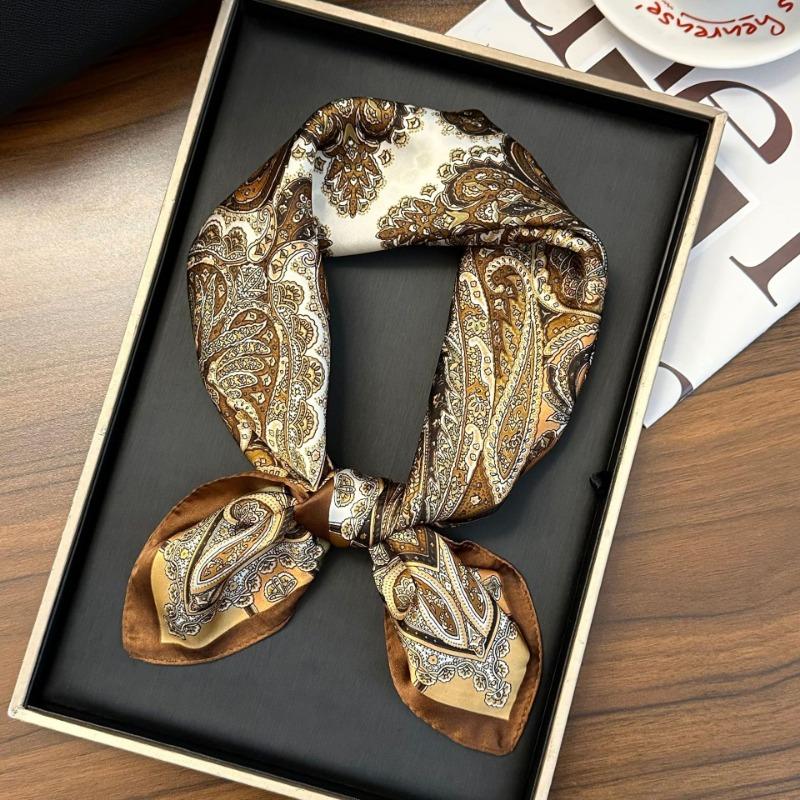 Polka Dot Silk Scarf Square Scarf High-end New Versatile Decorative Scarf Scarf Scarf Neck Cashew Flower Scarf Shawl Can Be Used As a Tube Top