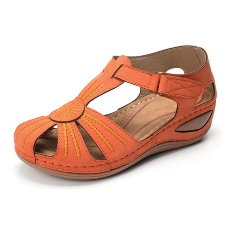 Summer New Women's Plus Size Hollow Out Sandals Stitched Wedge Heel Hollow Casual Shoes