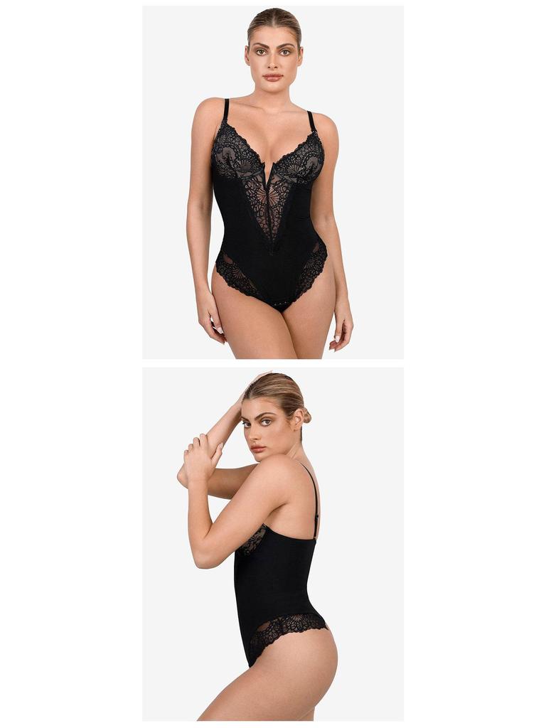 Hochwertige Damen Shapewear in Übergröße: Sexy Bodyforming-Bodysuit mit Bauchkontrolle und Hüftlift.