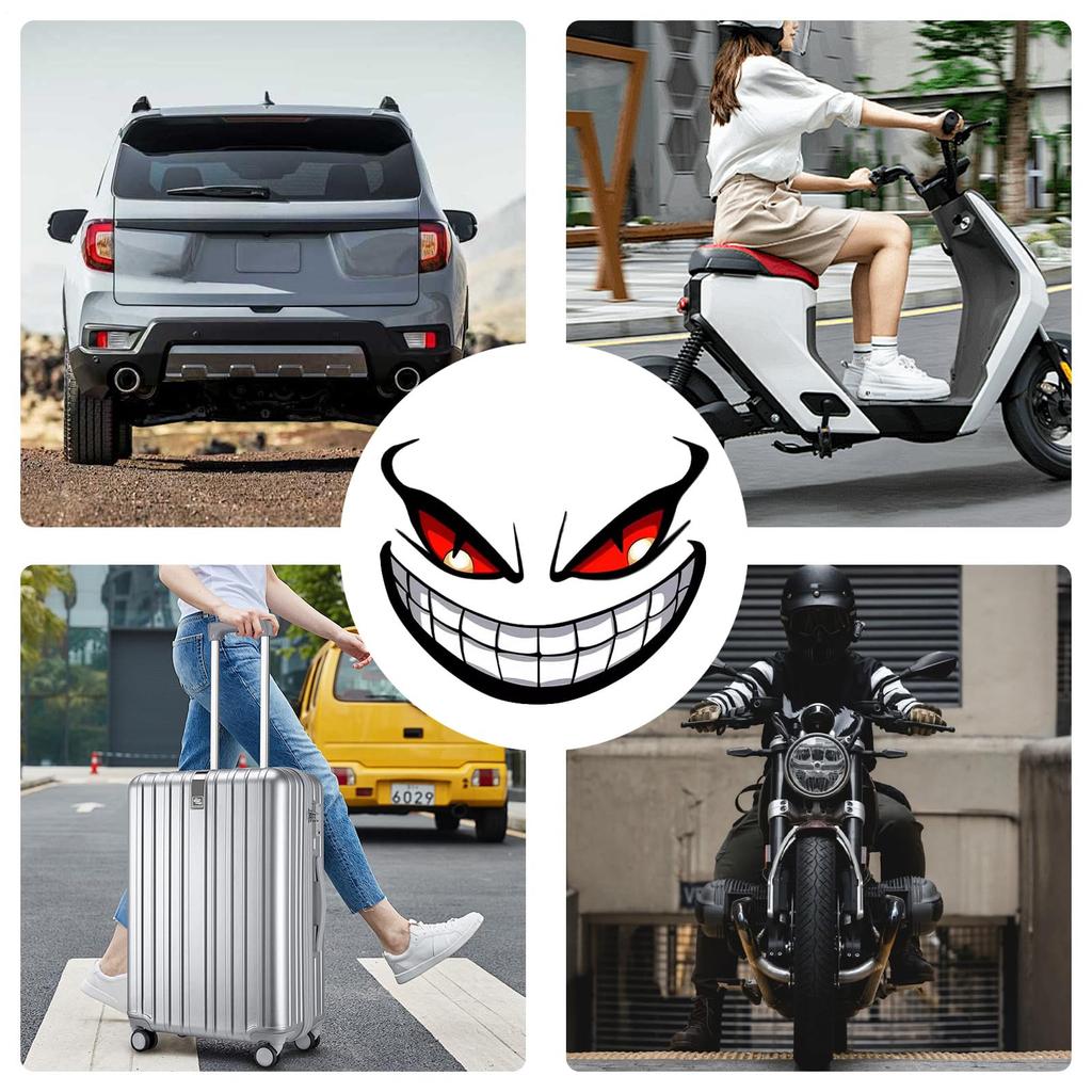 Reflective Car Decal, Waterproof Devil Smile Eye Car Sticker, Funny