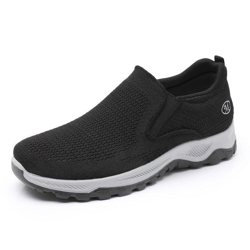 Stepping shoes for old men and women, breathable mesh flats, one pedal, non-slip elderly shoes are versatile