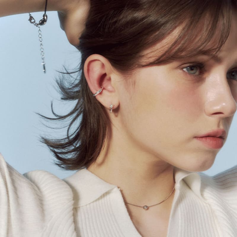 JUDY AND PAUL [925 Silver] Muse Cutting Ball All-Silver Necklace