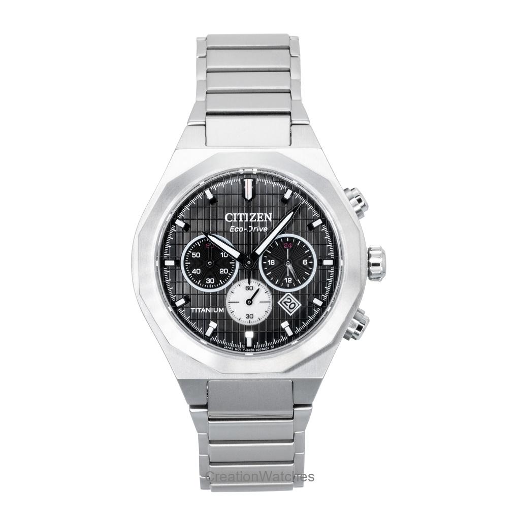 Мужские часы Citizen Zenshin Senkei Chronograph Super Titanium Черный циферблат Eco-Drive CA4690-51E 100M чёрный