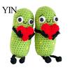 Healing Pickle Decoration 1/2Pcs Crochet Holding Heart Pickle, Handmade Knit Cartoon Yarn Knitted Doll Kimchi for Desk Ornament, Valentine's Day Gift