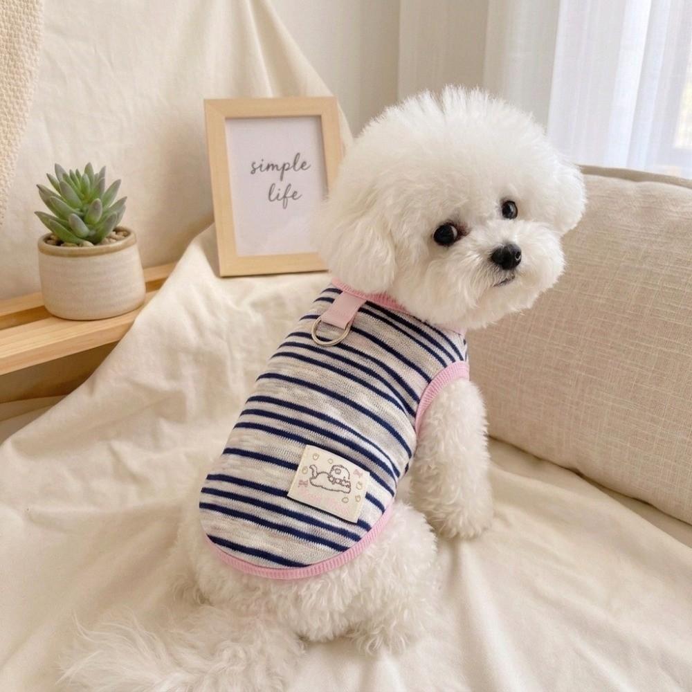 Breathable Dog Tulle Dress Striped Knit Puppy Clothing New Summer Dog Vest For Small Dogs