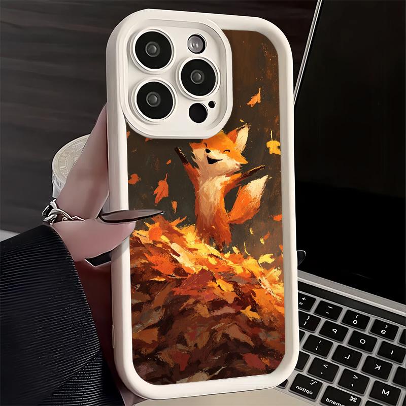 Phone Case for iPhone 17 Air 16E 15 16 Pro Max Cartoon Fox Animal Cover 14 Plus 13 12 Mini Soft Shell Silicone Fundas