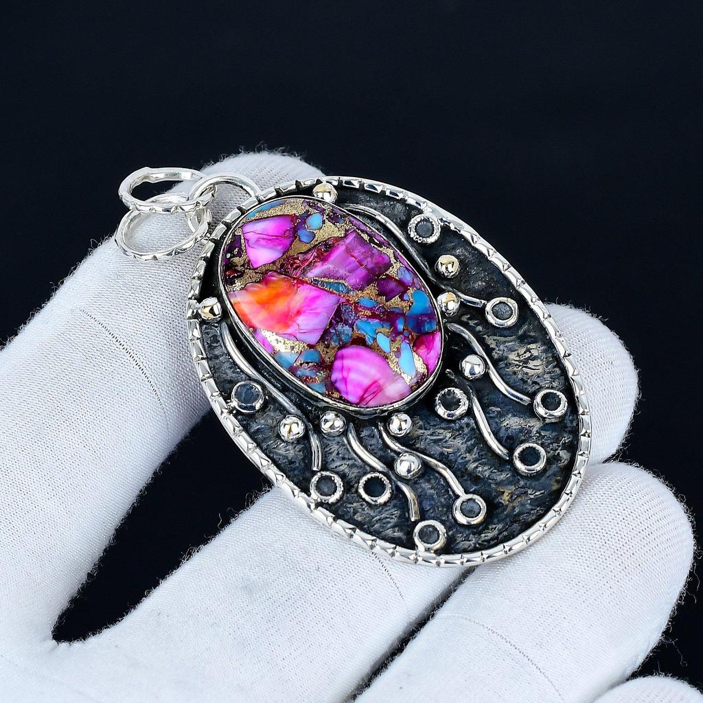 Kingman Spiny Turquoise Pendant, 925 Sterling Silver Handmade Jewelry, Turquoise Silver Pendant, Party Wear Jewelry For Women's, Pendant Wadding Gift