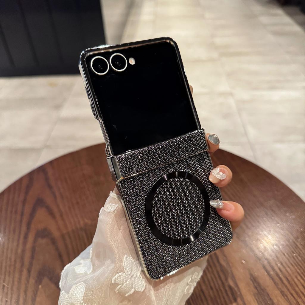 Luxury PC Electroplating Bling Magnetic Phone Case for Samsung Galaxy Z Flip 7 6 5 4 3 Good Texture Shockproof Slim Fit Cover