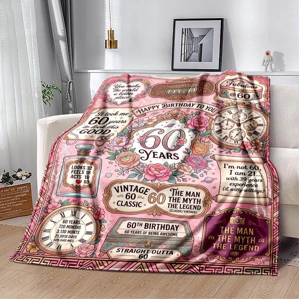 Happy 60th Birthday Celebration Blanket Ultra-Soft Great for Seaside Office Bed All-Season Use Warmthful Decor
