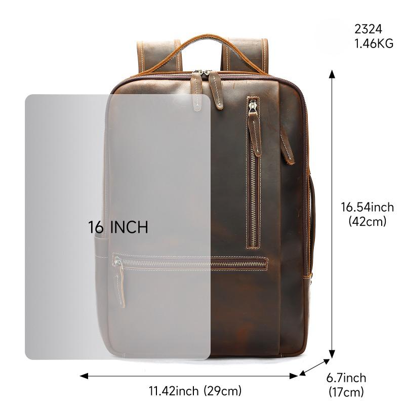 Men's Fashionable and Casual Travel Backpack with Shoulder Straps and Leather Schoolbag