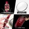 Luxury Women's Rose Gold Square Quartz Watch Leather  Glass  Wrist Accessory Women Watch