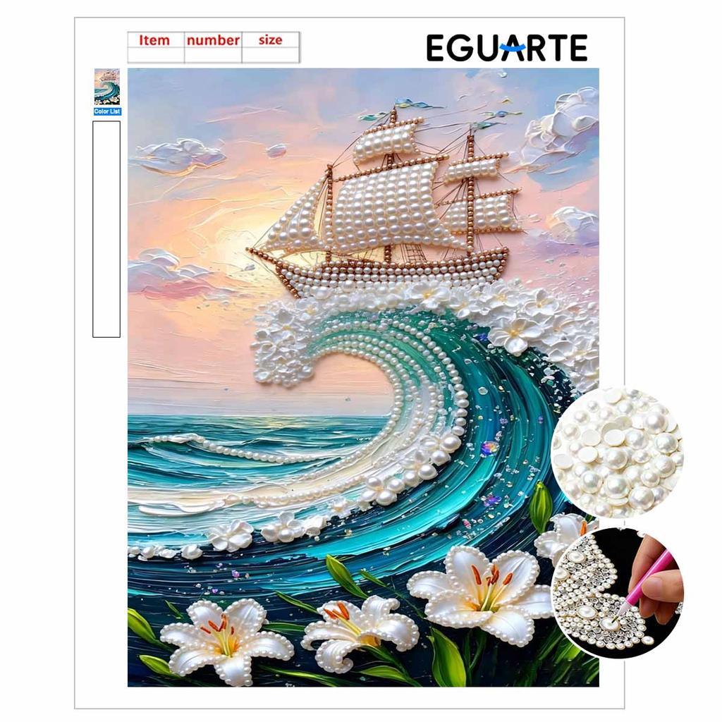Pintura de perlas de velero DIY hecho a mano pintura de arte de perlas pegatinas decoración del hogar regalos