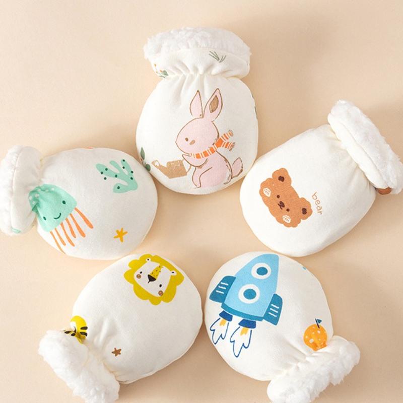 Baby Mittens 0-24Months with Anti-Scratch Protection Winter Thermal Gloves for Newborns Mittens Soft Cotton Baby Hand Covers