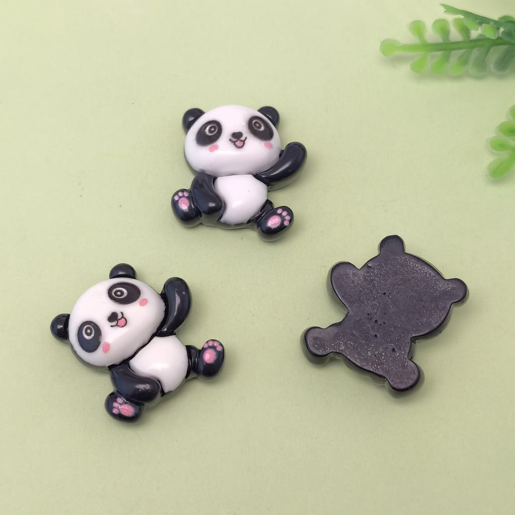Nouveaux 100Pcs Bambou Panda Résine Cabochons Plat Dos Dessin Animé Animal Perles Sans Trou pour Scrapbooking DIY Fabrication de Bijoux