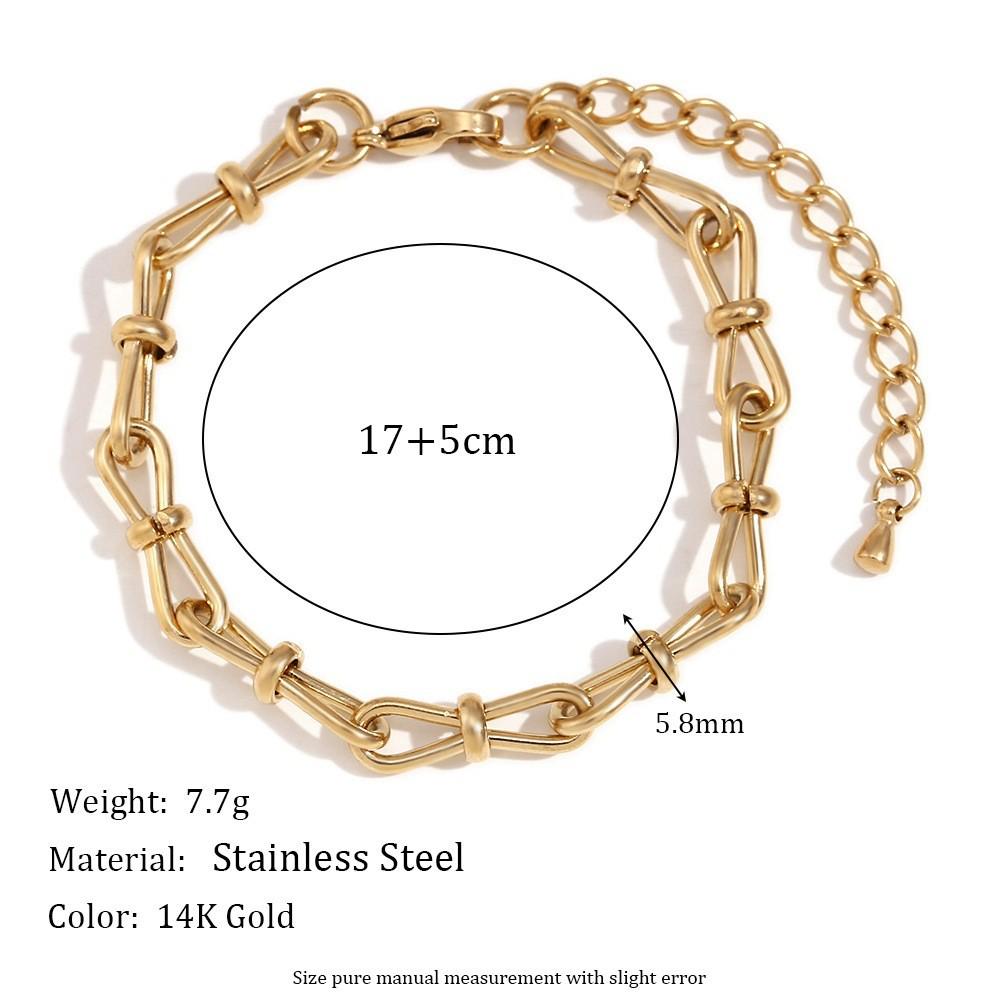 18K Gold-Plated Stainless Steel Paperclip and Rope Chain Bracelet for Women