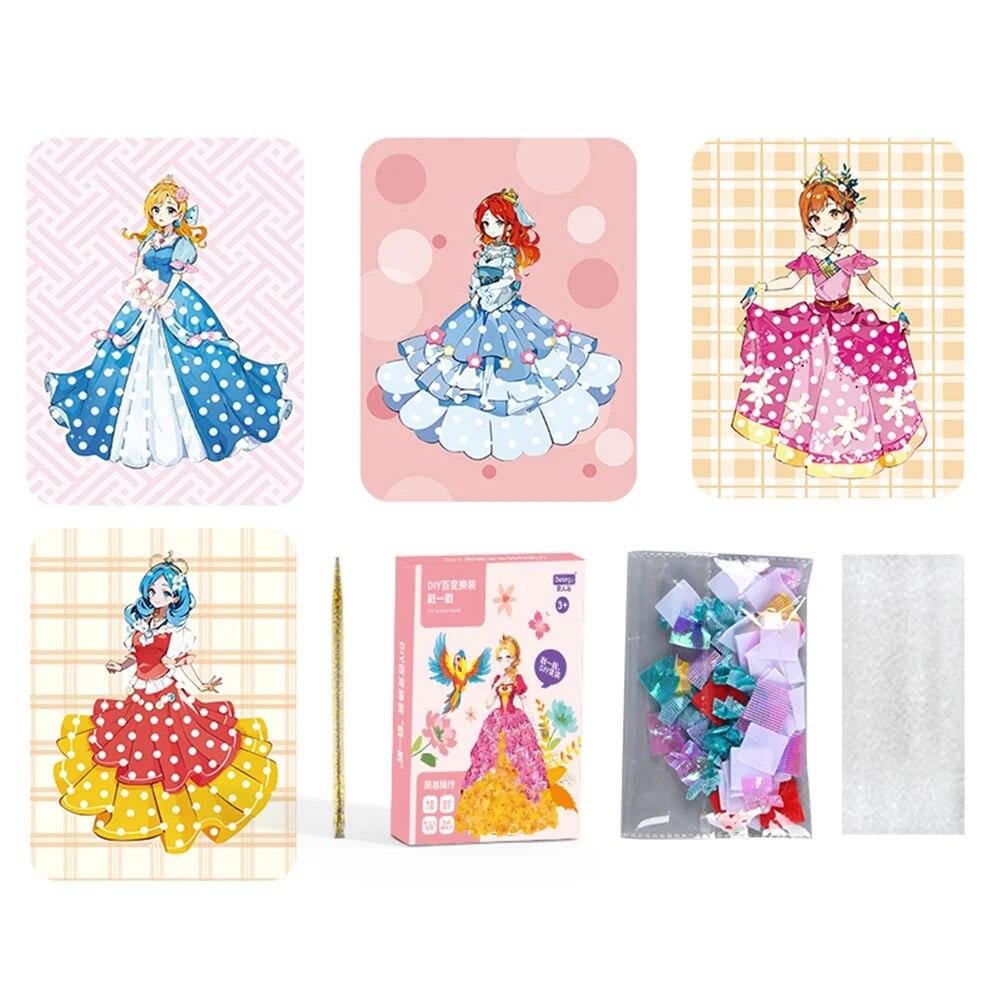 

Наклейка для рисования, игрушки для рукоделия, детское искусство, платье принцессы для девочек, волшебные детские подарки ручной работы, игрушка-поке «сделай сам»