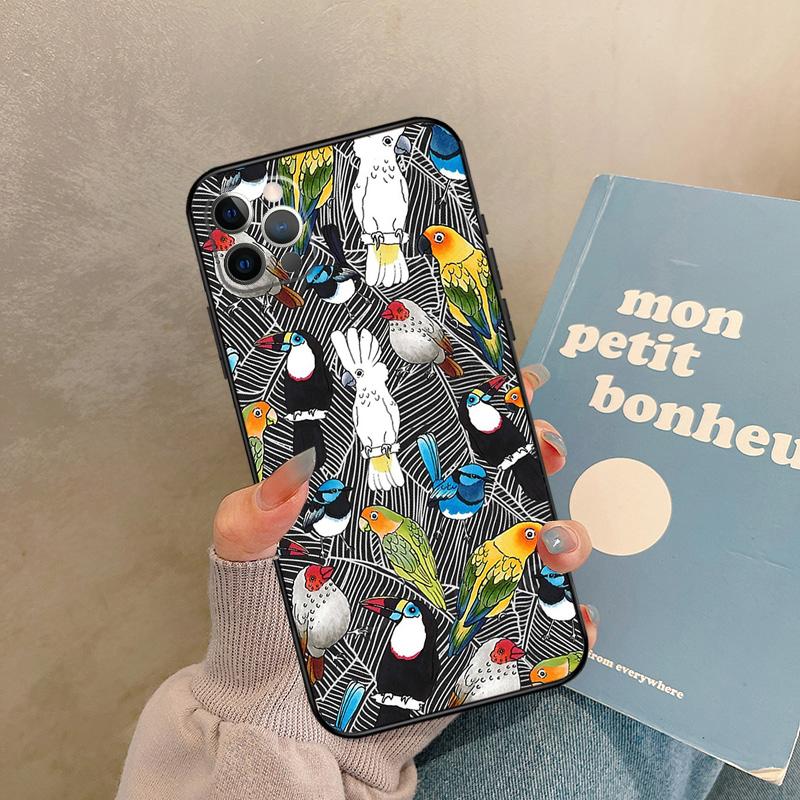 Colorful Parrots Case For iPhone 17 Air 15 14 13 12 11 16 Pro Max 13 mini XR 15 16 Plus 16e Back Cover Shell