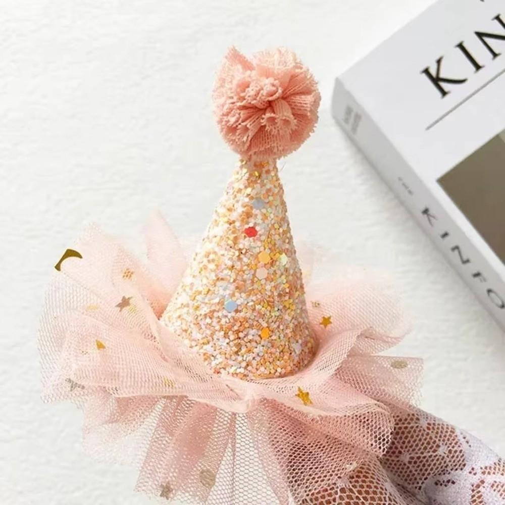 Glitter Birthday Hat Colorful Sparkling Sequin Shining Star Headwear Hairclip Hair Accessories Lace Headband