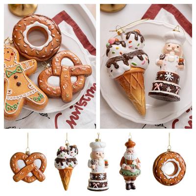 Multicolor Christmas Hanging Decoration Cartoon Chef Plastic Drop Ornaments Gift Doughnut Ice Cream Hanging Pendants