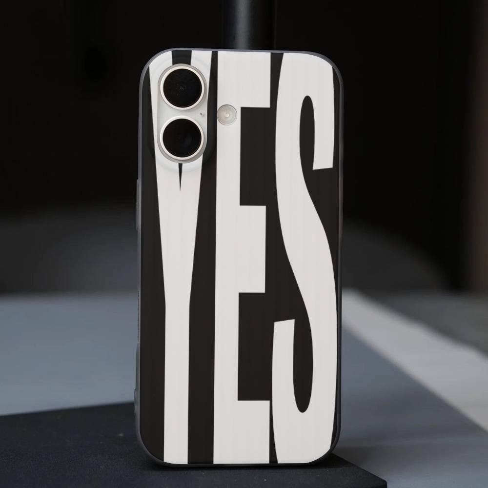 NO Y SÍ Funda de Teléfono Personalizada con Letras Blancas y Negras Para IPhone 17 16 15 14 13 12 11 ProMax Plus Funda Ondulada a Prueba de Golpes
