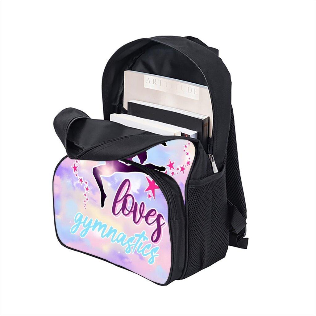 Yoga Dance Print School Backpack for Boys and Girls Best Gift Waterproof 2D Flat Cartoon Round Front Pocket Bag for Children