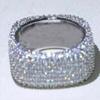 New Luxury Crystal Cubic Zirconia Rings for Women Fashion Geometric Band Design Bridal Wedding Party Rings Gorgeous Jewelry