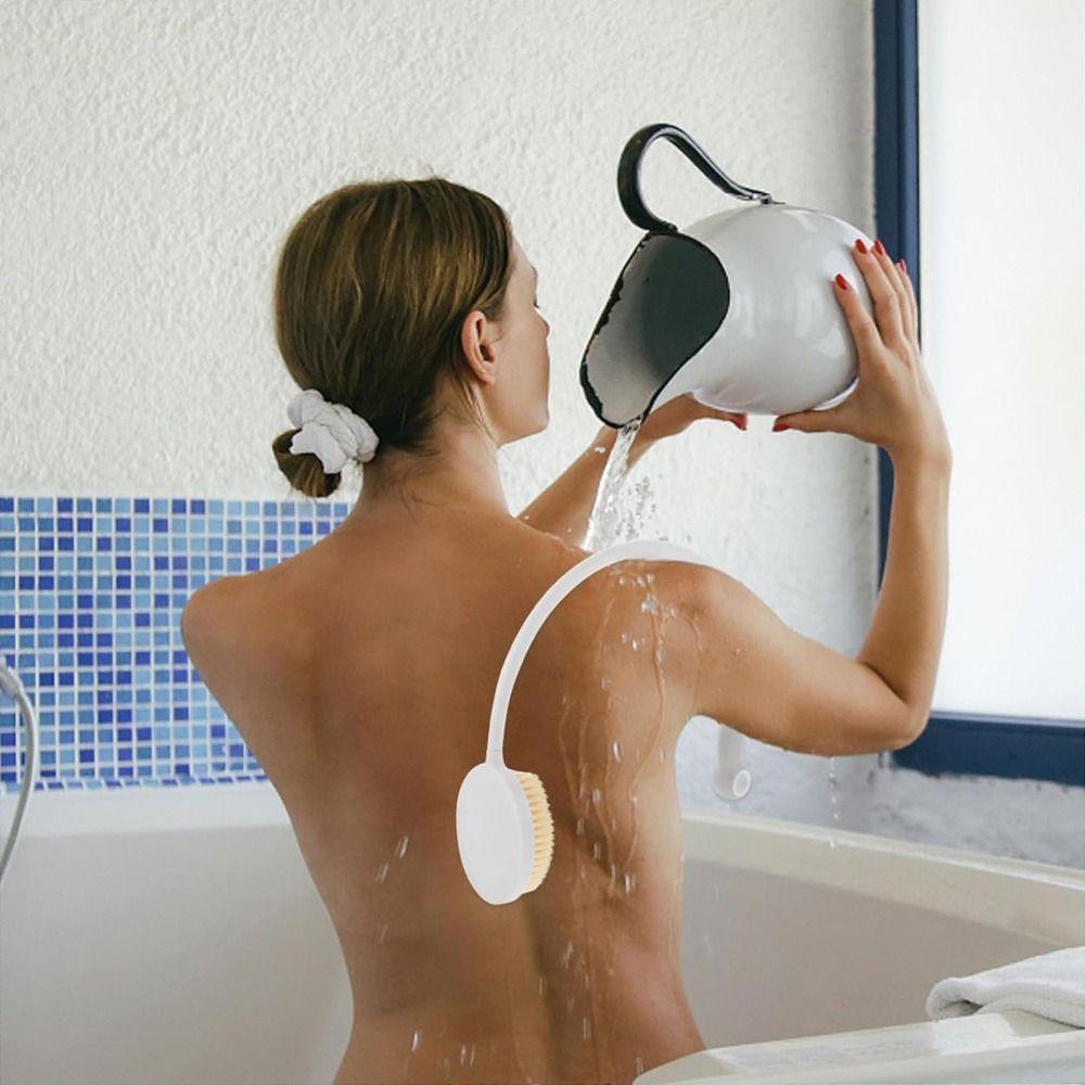 U Shaped Bendable Back Shower Brush Long Handle Curved Skin Massager Bath Exfoliating Tool Legs
