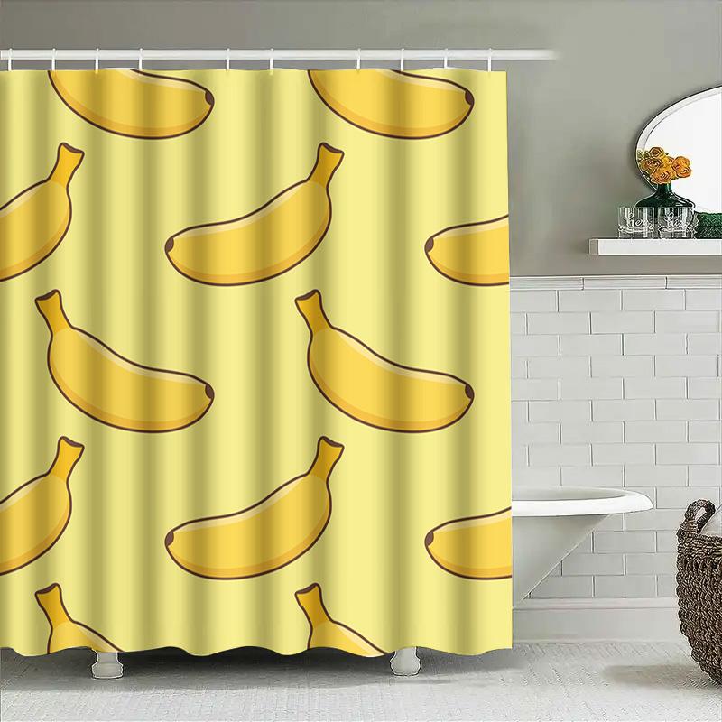 Yellow Banana Shower Curtain Decor Funny Cartoon Fruit Pattern Bath Accessories For Home Decoration
