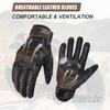 Vintage Leather Motorcycle Gloves CE Certification Summer Perforated Motorbike Racing Gloves Touch Screen Motocross Moto Gloves