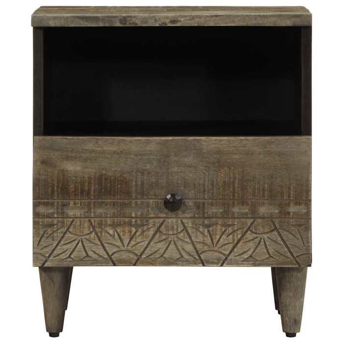 VidaXL Table de chevet gris clair 40x33x46 cm bois de manguier solide, armoire de lit, meuble de chambre à coucher, table de 4017798