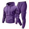 Men's Casual Outdoor Sports Two-Piece Set - Color Sweatshirt and Elastic Waist Cargo Jogger Pants