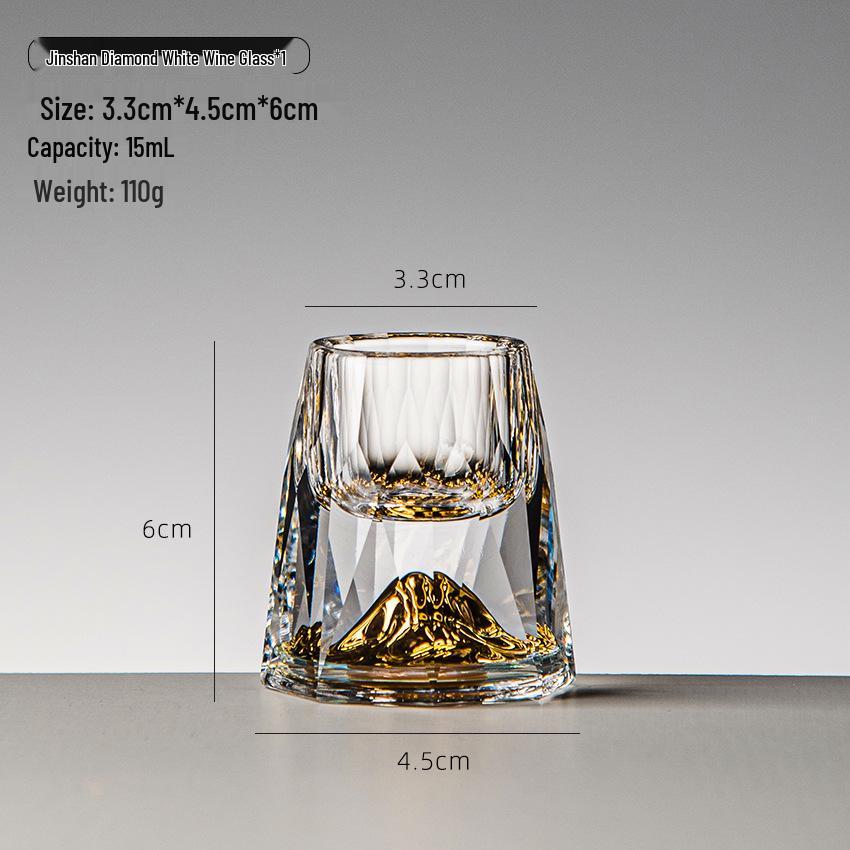 Gold Leaf Crystal Shot Glass - Diamond Surface Liquor Cup & Decanter.