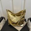 PU Top-Handle Handbag Luxury Designer Shoulder Bag for Women Fashi Shopping Bag High Capacity Silver Gold Casual Underarm Tote