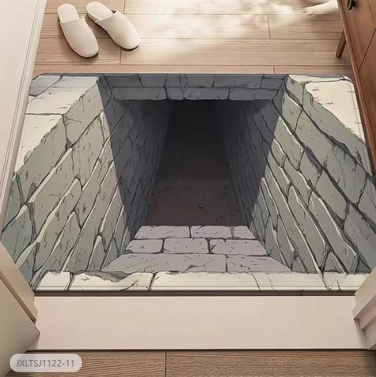 

Black and White Visual Pad 2D Optical Illusion All-weather Mud Door Pad Terrace Porch Living Room Office Carpet Decoration 40cm x 60cm