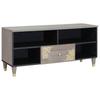 TV Stand with Shelf Gray 100 X 33 X 46 Cm Solid Mango Wood