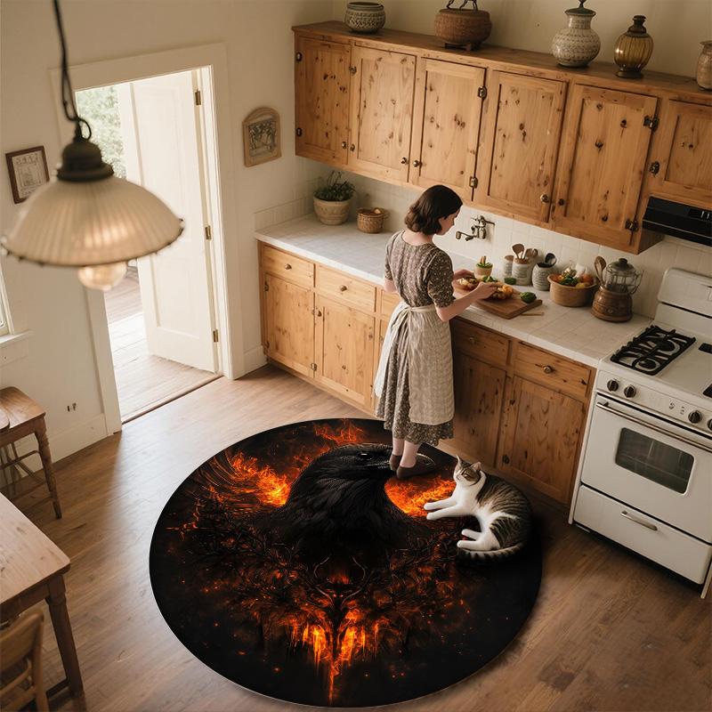 Crow,Round Area Rug,Carpet Rug for Living Room Bedroom Sofa Playroom Decor,Non-slip Floor Mat