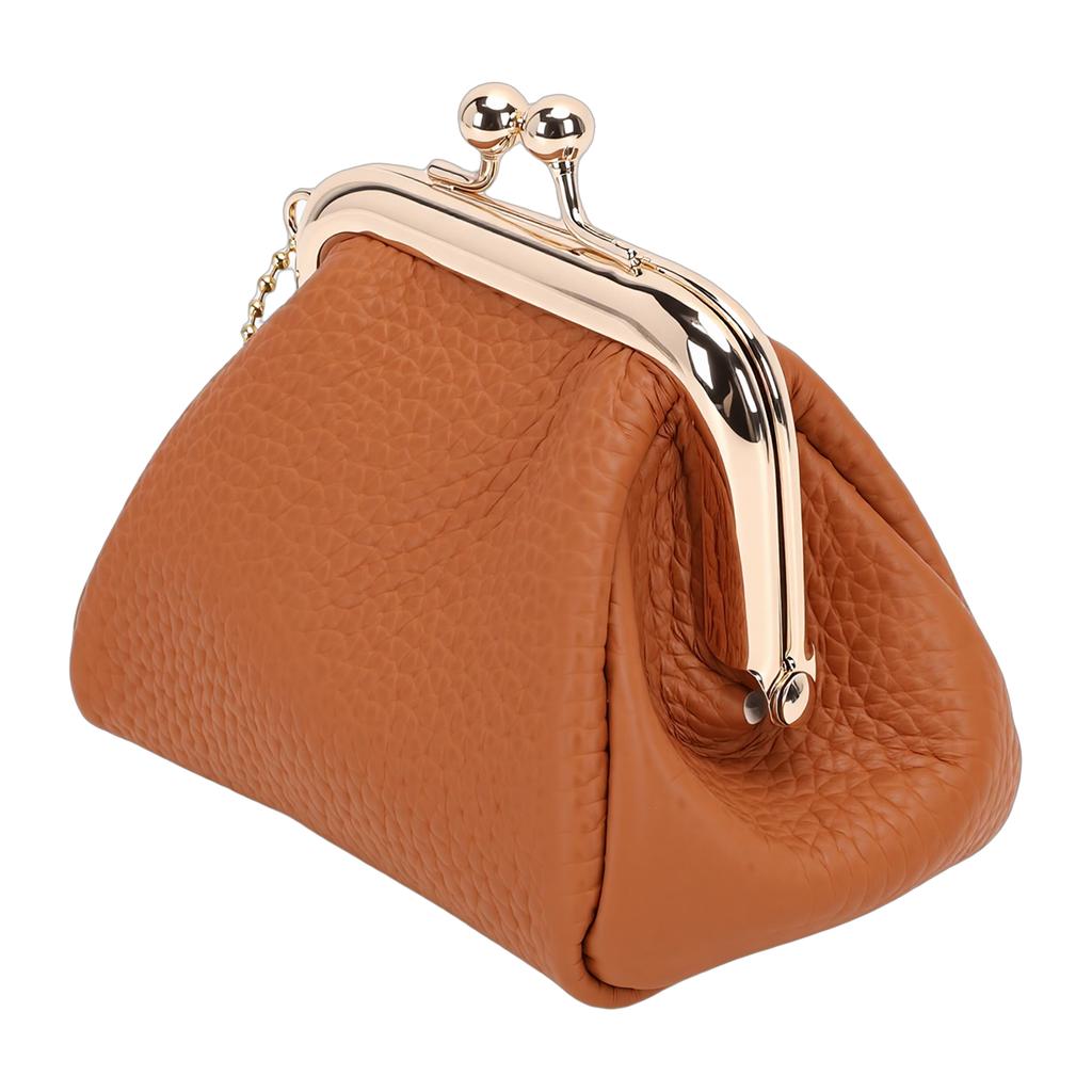 Vintage Change Purse PU Leather Wide Opening Tiny Wallet Jewelry for Lipstick