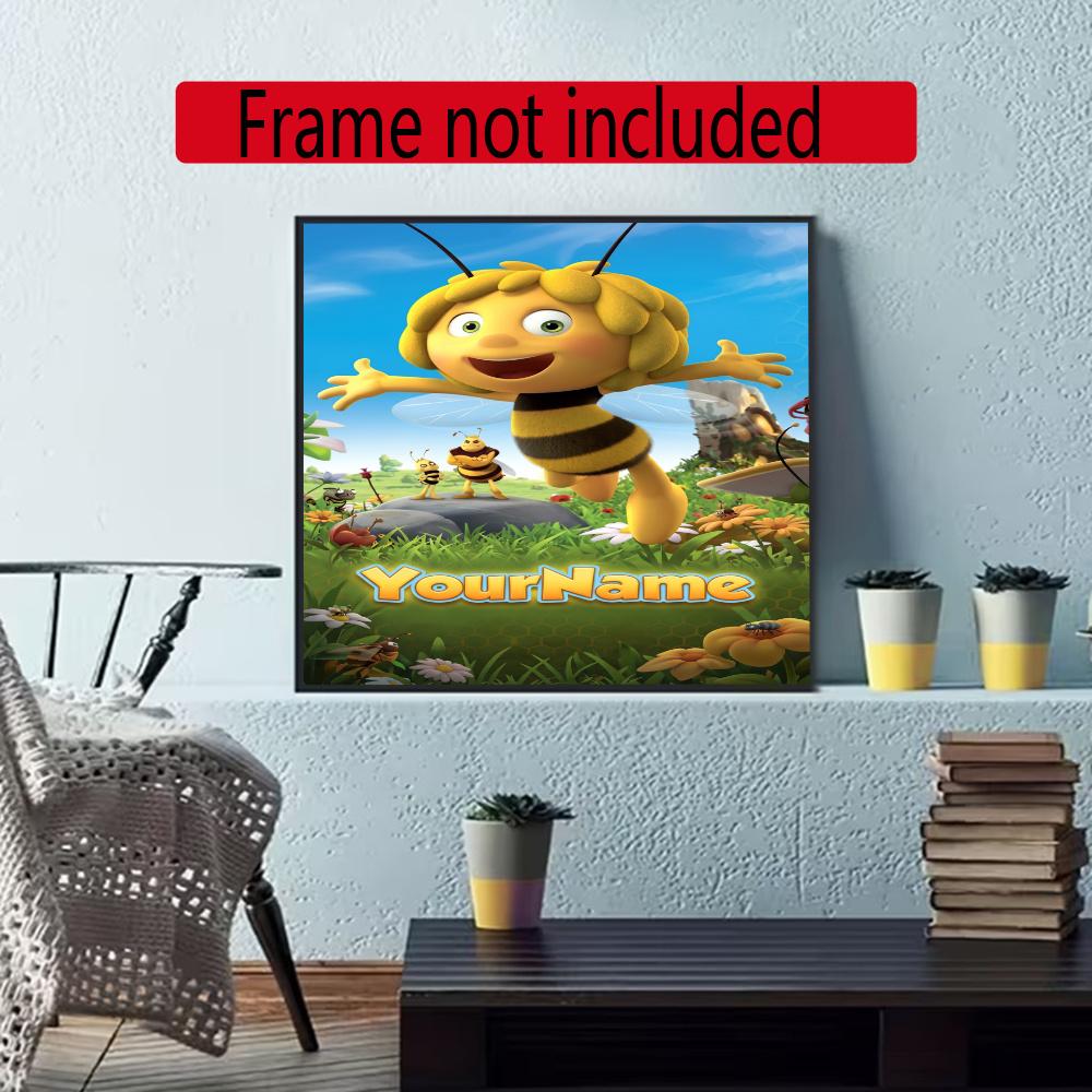Biene Maja Customize Your Name Diamond Painting Round Diamond Diy Frameless Holiday Artwork Suitable For Home Office Wall Decoration